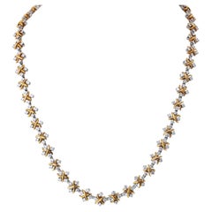 Tiffany & Co 18K Yellow Gold Platinum Lynn Diamond Necklace