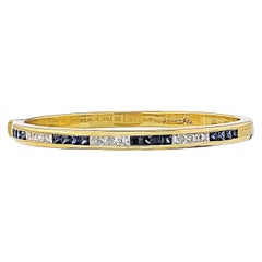 Tiffany & Co. 18K Yellow Gold Diamond And Sapphire Bangle Bracelet