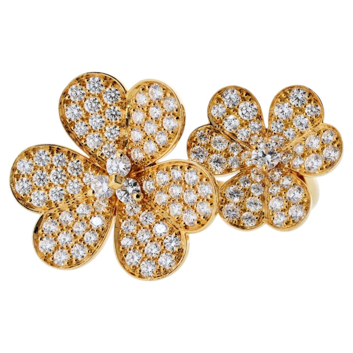 VAN CLEEF and ARPELS Snowflake 18k Yellow Gold Diamond Ring Size 5 For ...