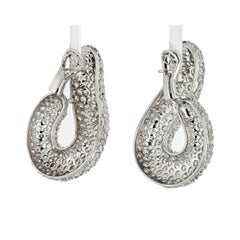 Bvlgari 18K White Gold 45 Carat Pave Round Cut Diamond Twist Earrings