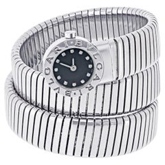 Bvlgari Tubogas Stainless Steel Diamond Dial Serpenti-Style Wrap Watch, BB19