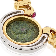 Bvlgari 18K Yellow Gold Monete Very Rare Diamond And Ruby Necklace