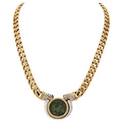 Bvlgari 18K Yellow Gold Monete Very Rare Diamond And Ruby Necklace