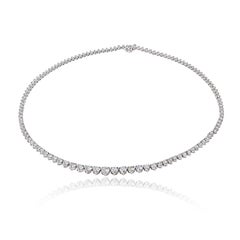 14K White Gold 10.73cttw Round Diamond Rivière Necklace