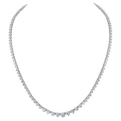 14K White Gold 10.73cttw Round Diamond Rivière Necklace