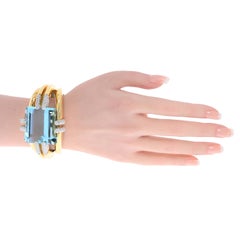 David Webb Platinum & 18K Gold Aquamarine Diamond Bracelet