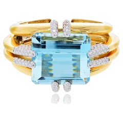 David Webb Platinum & 18K Gold Aquamarine Diamond Bracelet