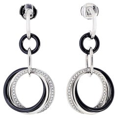 Boucles d'oreilles créoles Cartier en or blanc 18 carats, diamants et céramique
