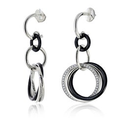 Boucles d'oreilles créoles Cartier en or blanc 18 carats, diamants et céramique