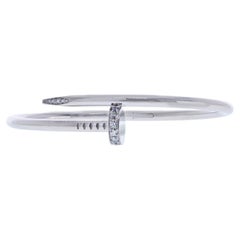 Cartier 18K White Gold Juste Un Clou Diamond Classic Bracelet Size 18