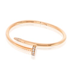 Cartier 18K Rose Gold Juste Un Clou Diamond Classic Bracelet Size 16