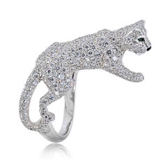 Anello vintage Cartier "Panthere" in oro bianco 18 carati con diamanti di diverse dimensioni