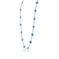 Van Cleef & Arpels Alhambra 18K White Gold 20 Motif Turquoise Necklace