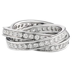 Bague « Trinity » à rouleaux en or blanc 18 carats de Cartier, taille EU 55, sertie de diamants