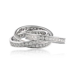 Bague « Trinity » à rouleaux en or blanc 18 carats de Cartier, taille EU 55, sertie de diamants