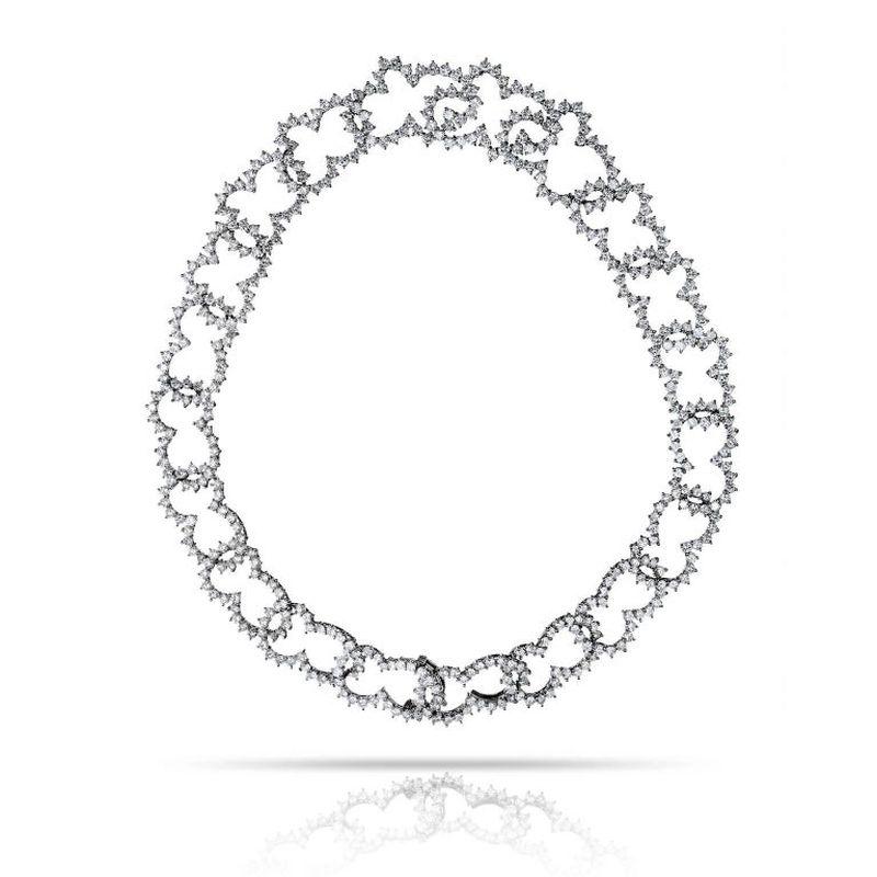 Contemporary Angela Cummings Platinum Diamond Necklace and Bracelet 70cts
