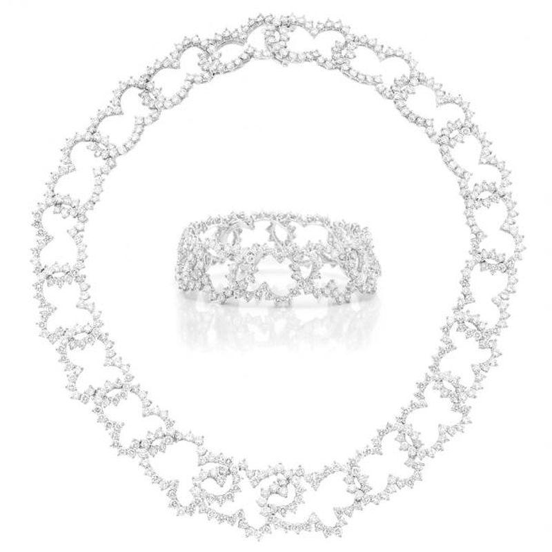 Women's or Men's Angela Cummings Platinum Diamond Necklace and Bracelet 70cts