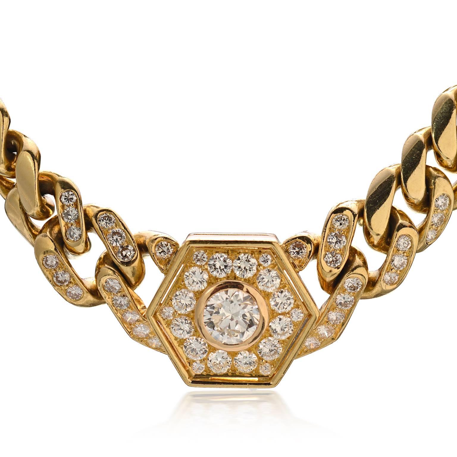 Bulgari Gold and Diamond Pendant Choker In Excellent Condition In New York, NY