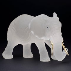 Rockcrystal Elephant with 18 Carat Yellow Gold Tusks