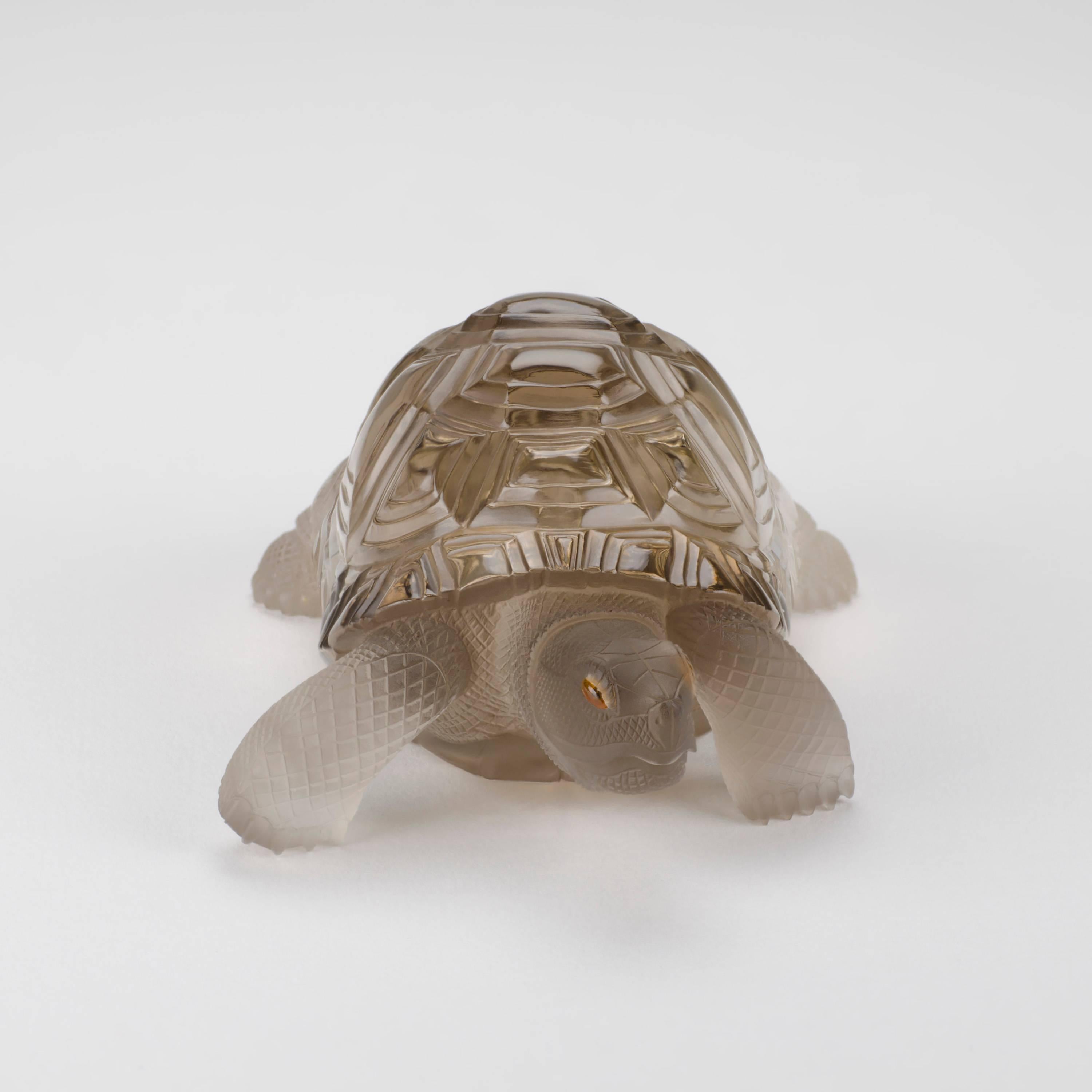 Detailed Smokey Quartz Turtle Sculpture For Sale 1