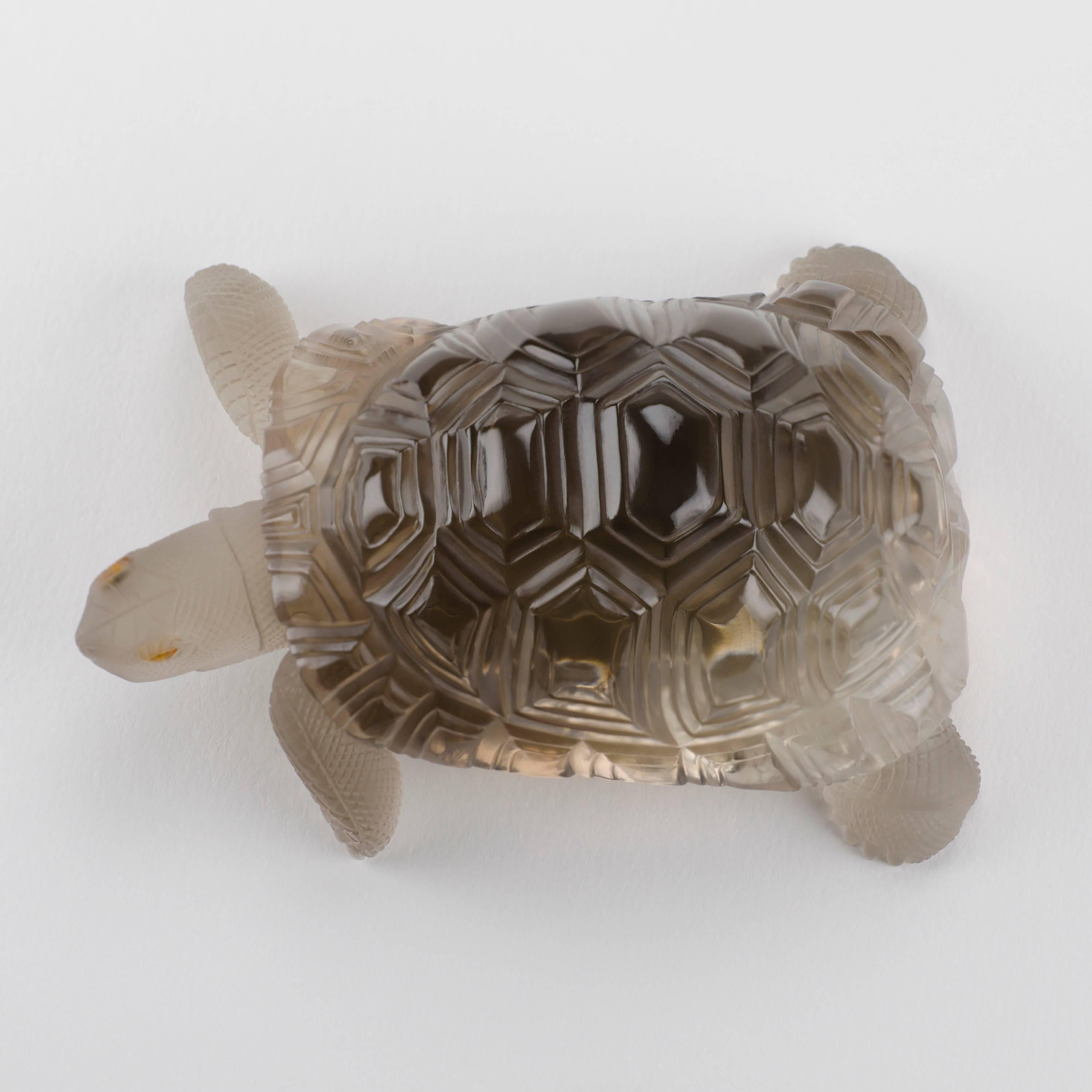 Detailed Smokey Quartz Turtle Sculpture For Sale 3