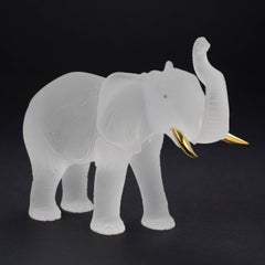 Rockcrystal Elephant with 18 Carat Yellow Gold Tusks