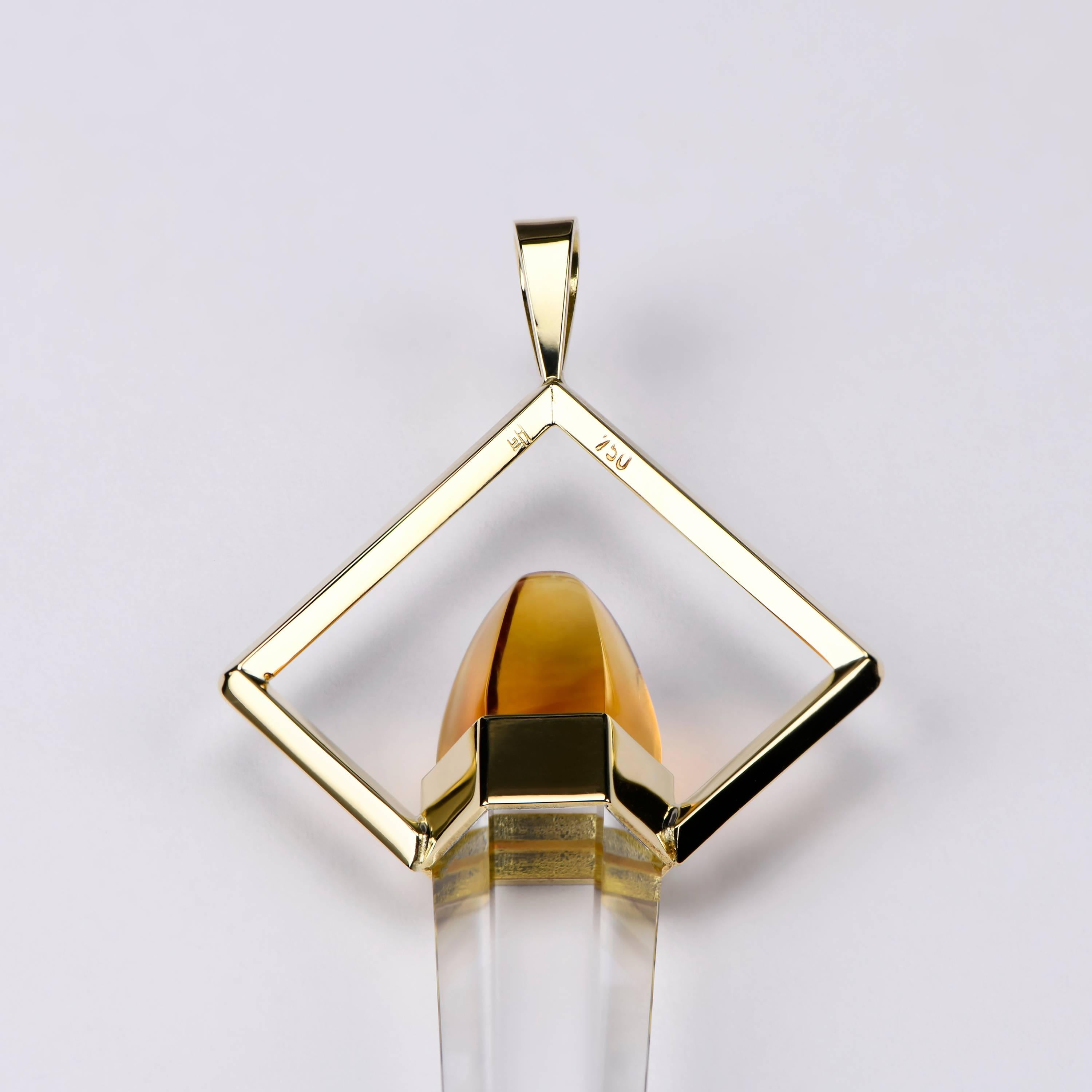 Citrine Optic Rock Crystal Pendant In Excellent Condition For Sale In Idar-Oberstein, DE