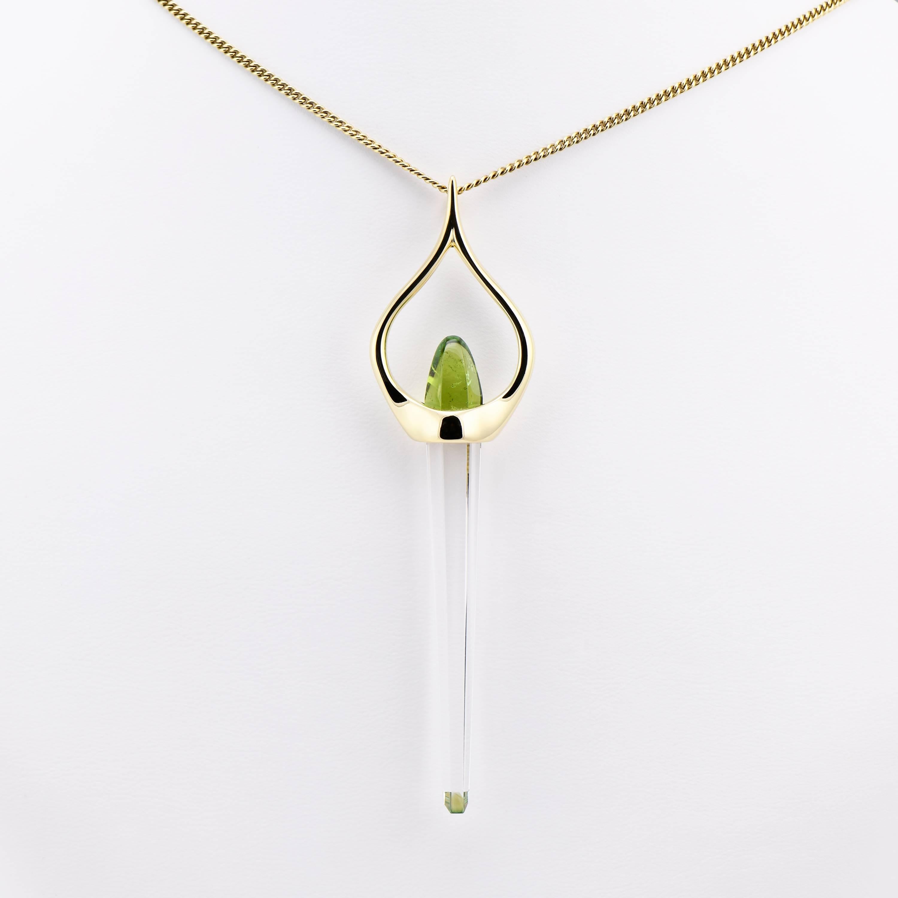 Contemporary Peridot Optic Rock Crystal Pendant For Sale