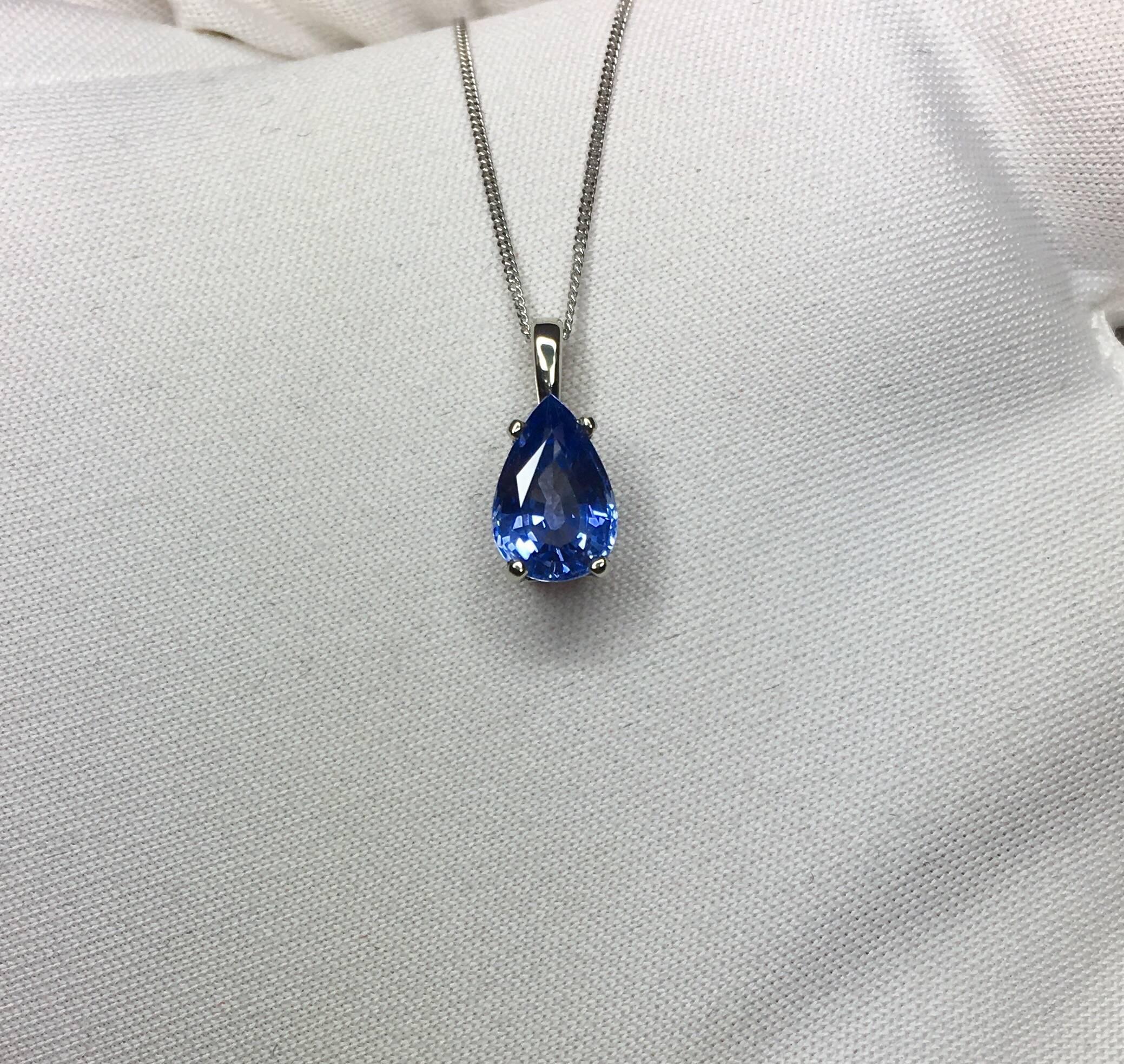 blue sapphire teardrop necklace