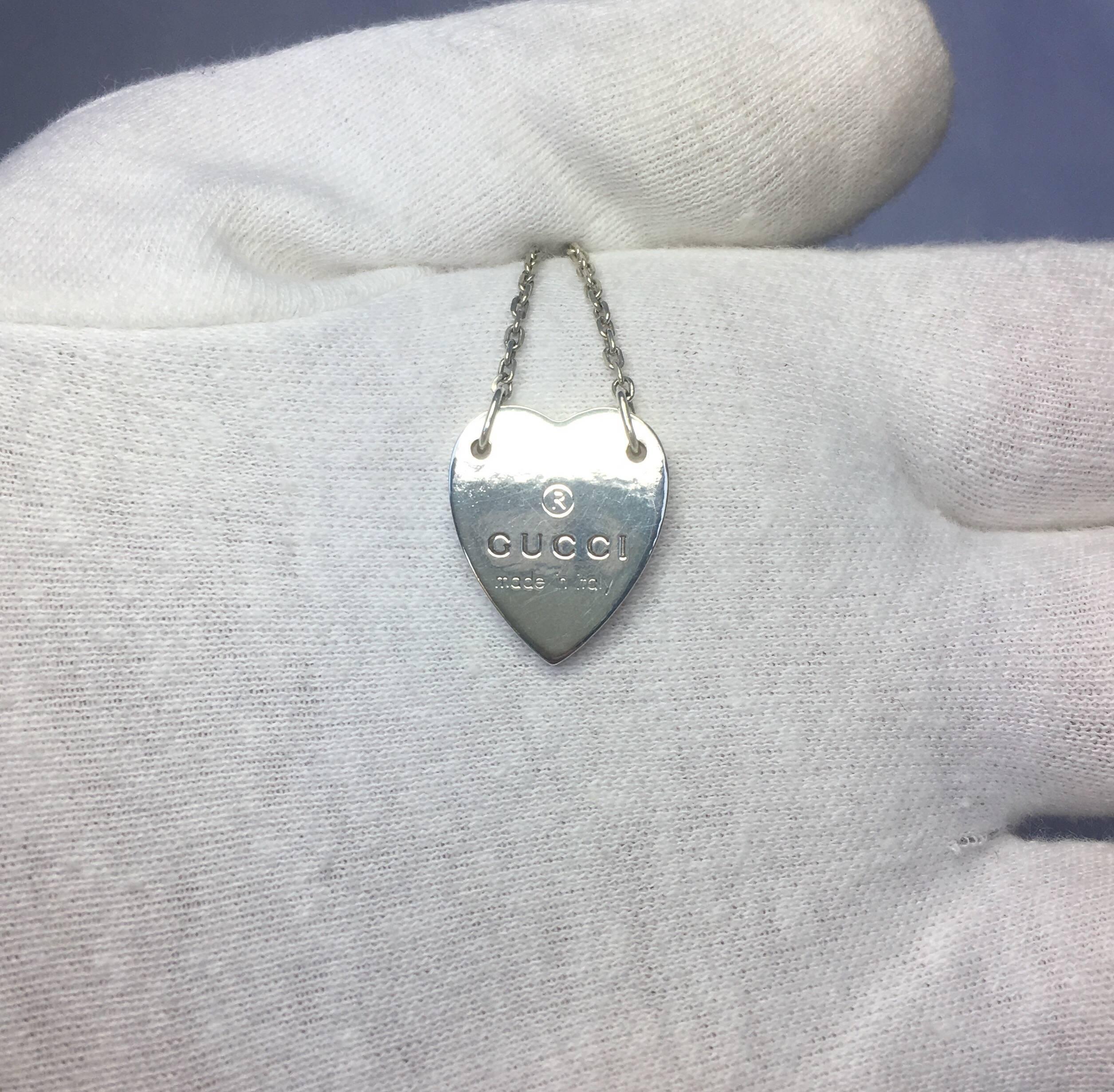 Gucci Sterling Silver Necklace Heart Pendant 1