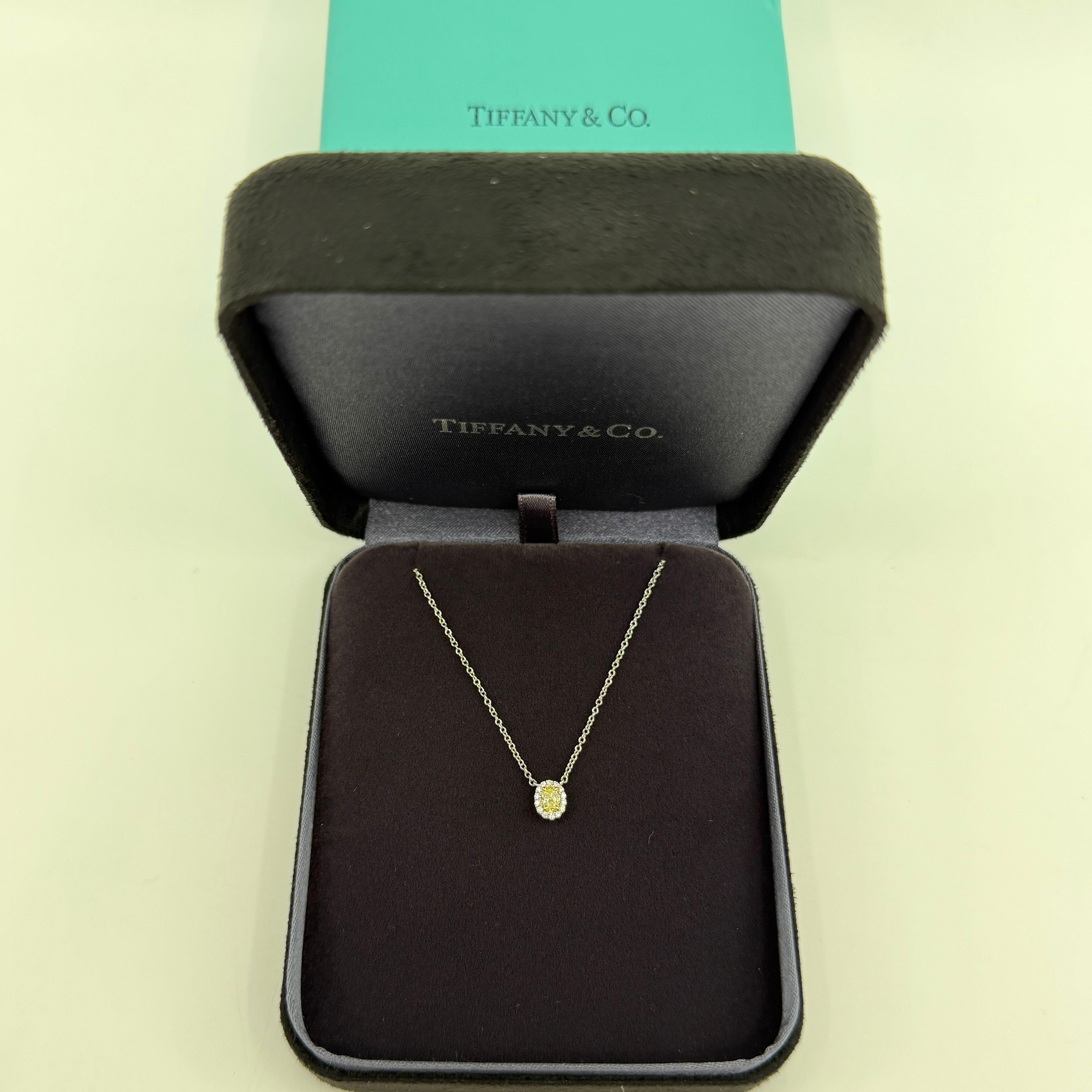 Tiffany & Co. Ciondolo a grappolo con diamante giallo Fancy Soleste in oro 18k e platino IF in vendita 7