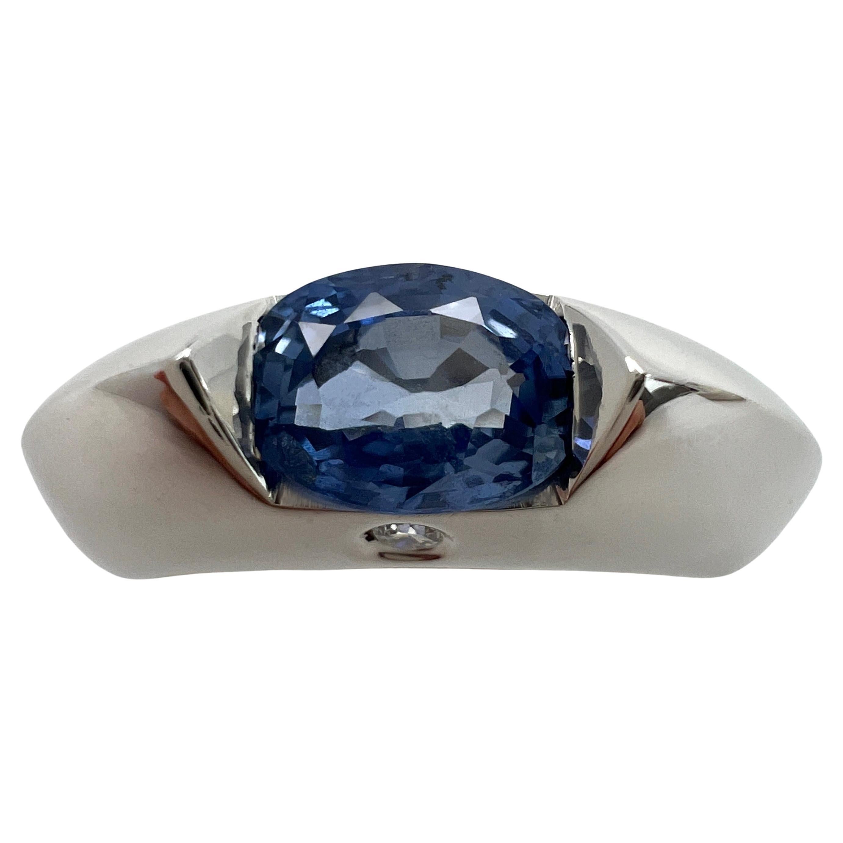Rare Vintage Piaget Aura Blue Sapphire and Diamond 18k White Gold Ring For Sale