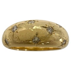 Vintage Van Cleef & Arpels Star Set Diamond 18k Yellow Gold Starburst Dome Ring