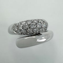 Rare Vintage Bvlgari Astrea Pavé Diamond 18k White Gold Bypass Ring