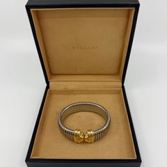 Vintage Bvlgari Parentesi Tubogas Bangle Bracelet Cuff 18k Yellow Gold & Steel