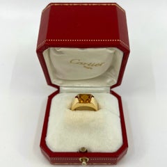 Cartier Rare Vintage Orange Citrine 18k Yellow Gold 53 Tank Band Solo Ring