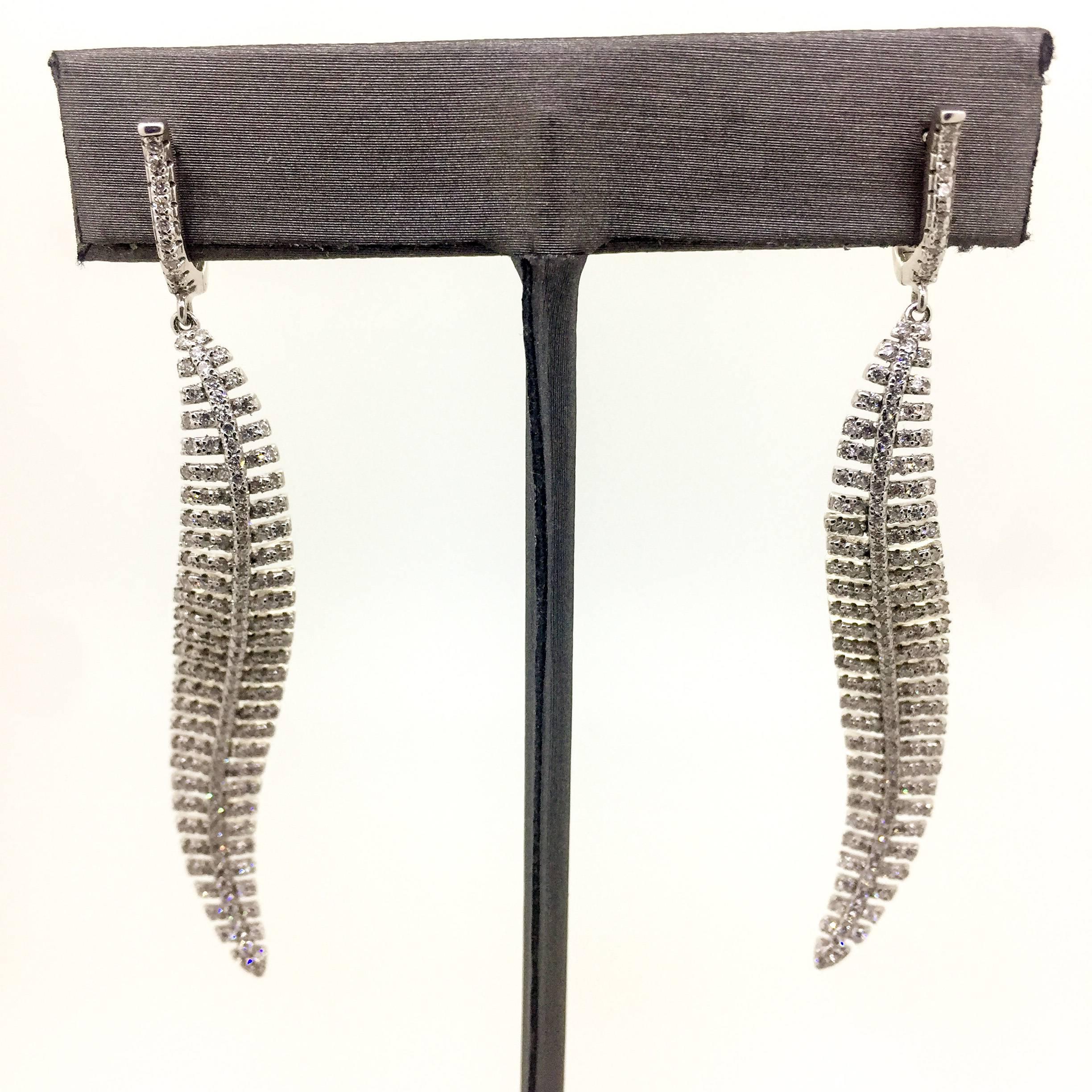 Modern 2.33 Carat Diamond Dangling Lever-Back Earrings