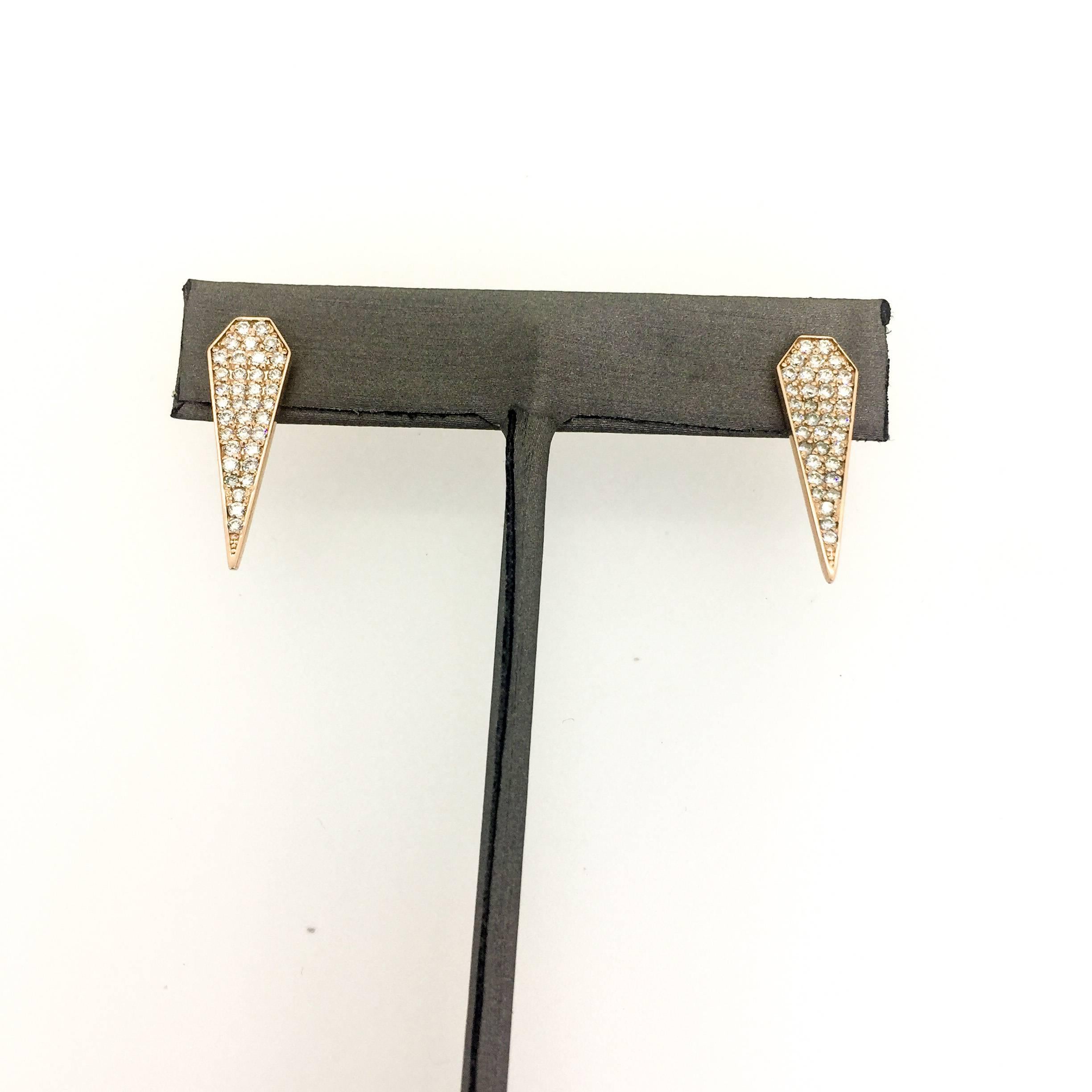 Contemporary Diamond Drop Rose Gold Earrings For Sale