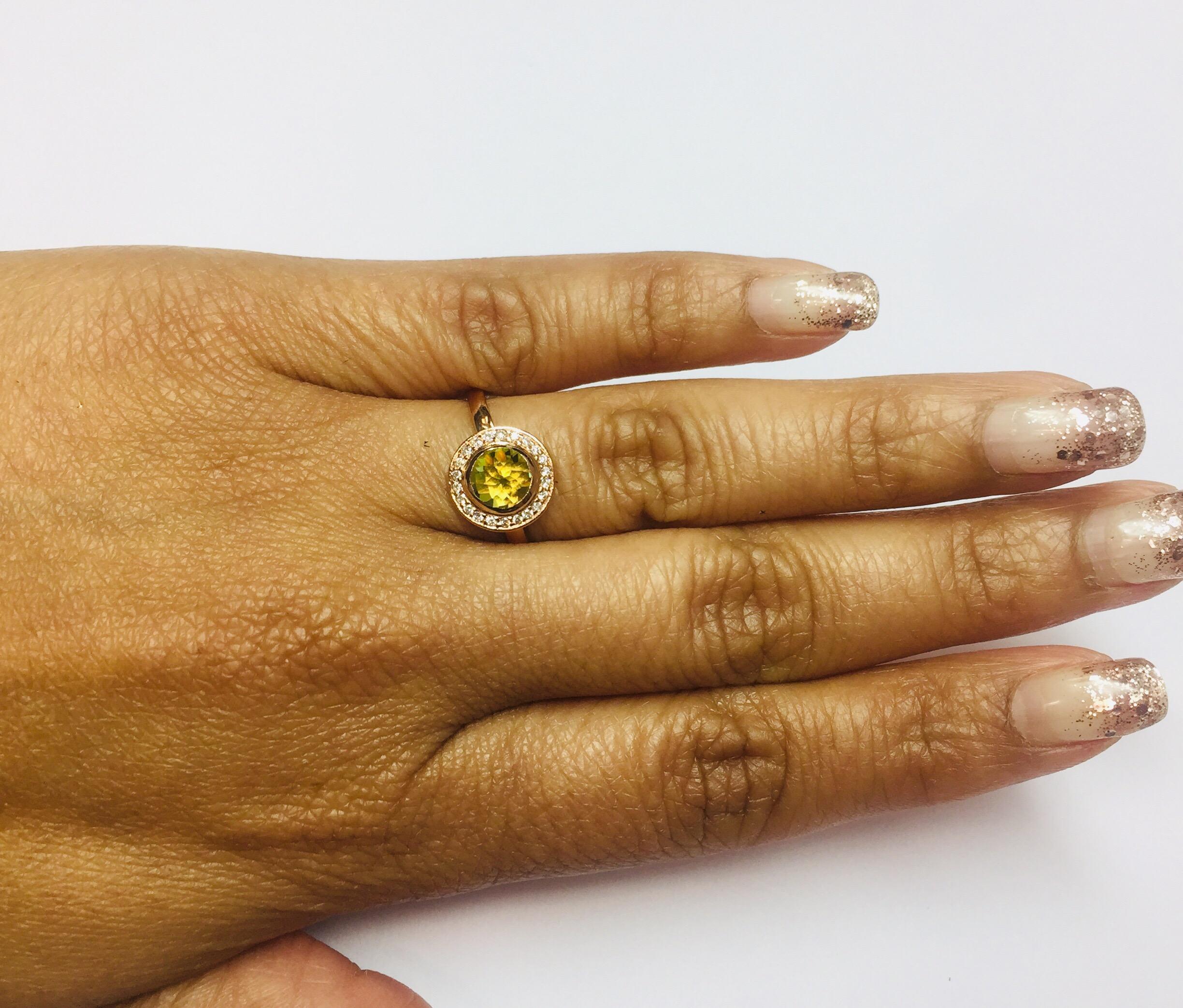 Peridot Diamond Ring Rose Gold In New Condition In Los Angeles, CA