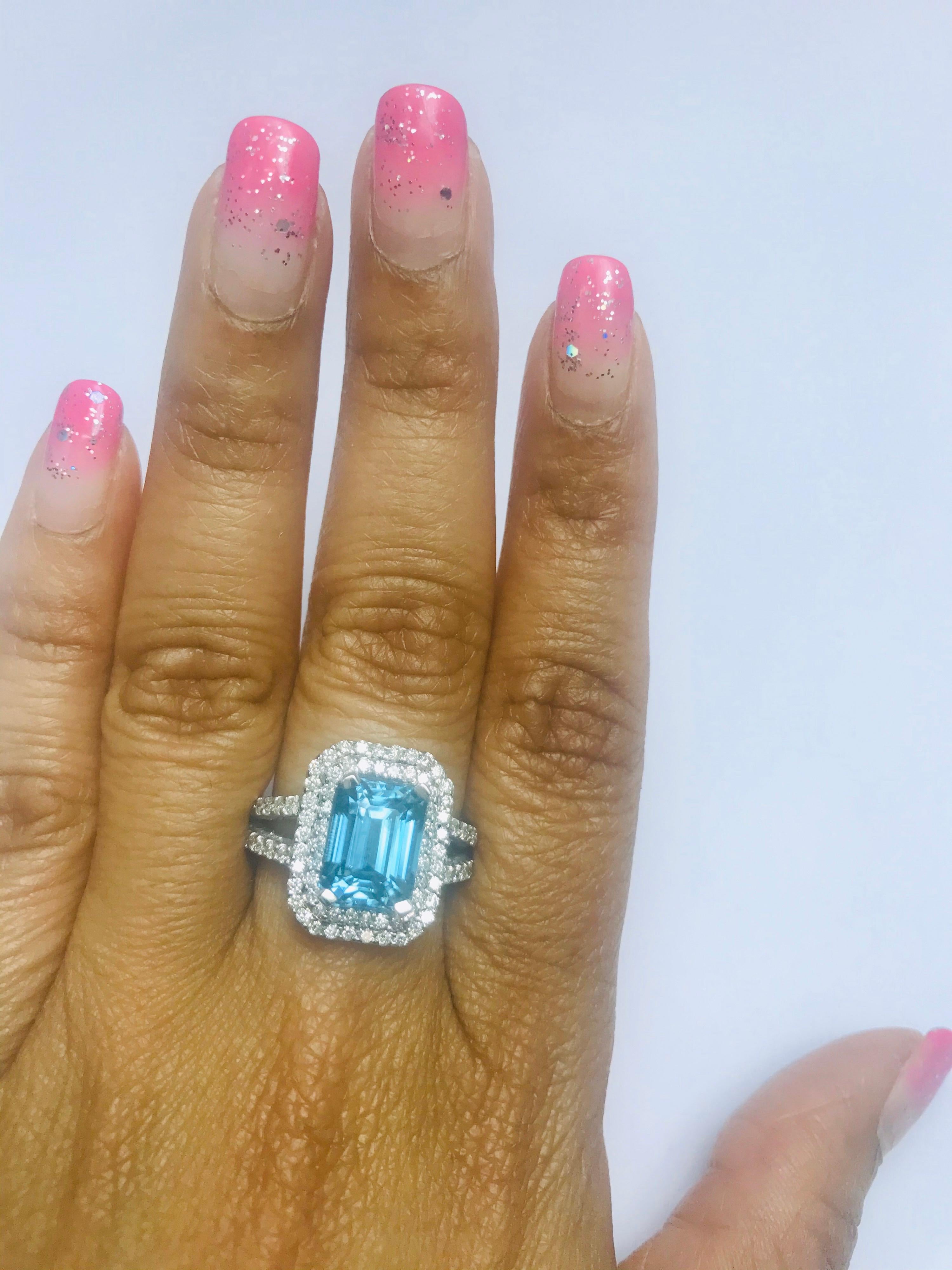 Modern 8.65 Carat Blue Zircon Diamond Engagement Ring