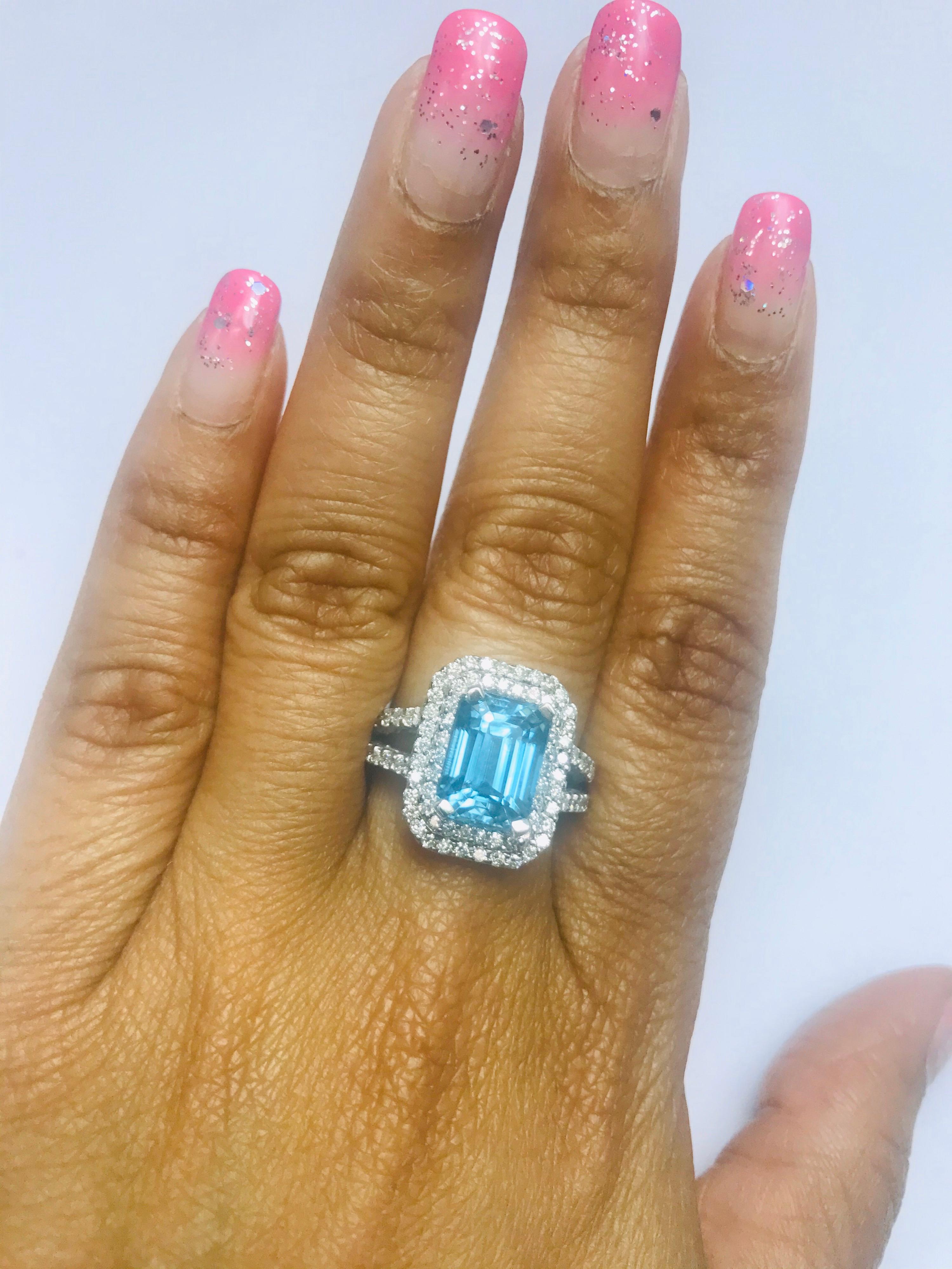 8.65 Carat Blue Zircon Diamond Engagement Ring In New Condition In Los Angeles, CA