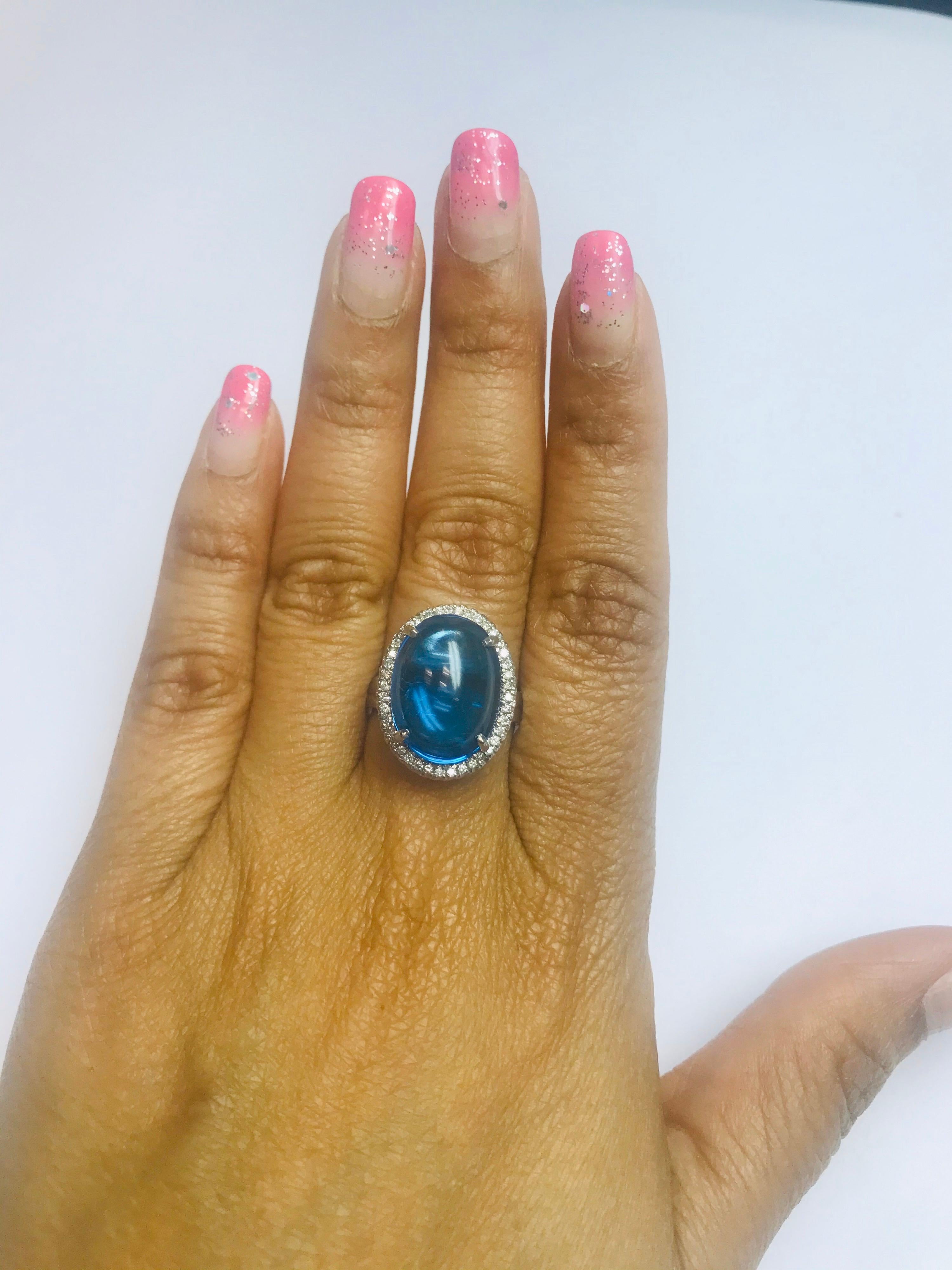blue topaz cabochon ring