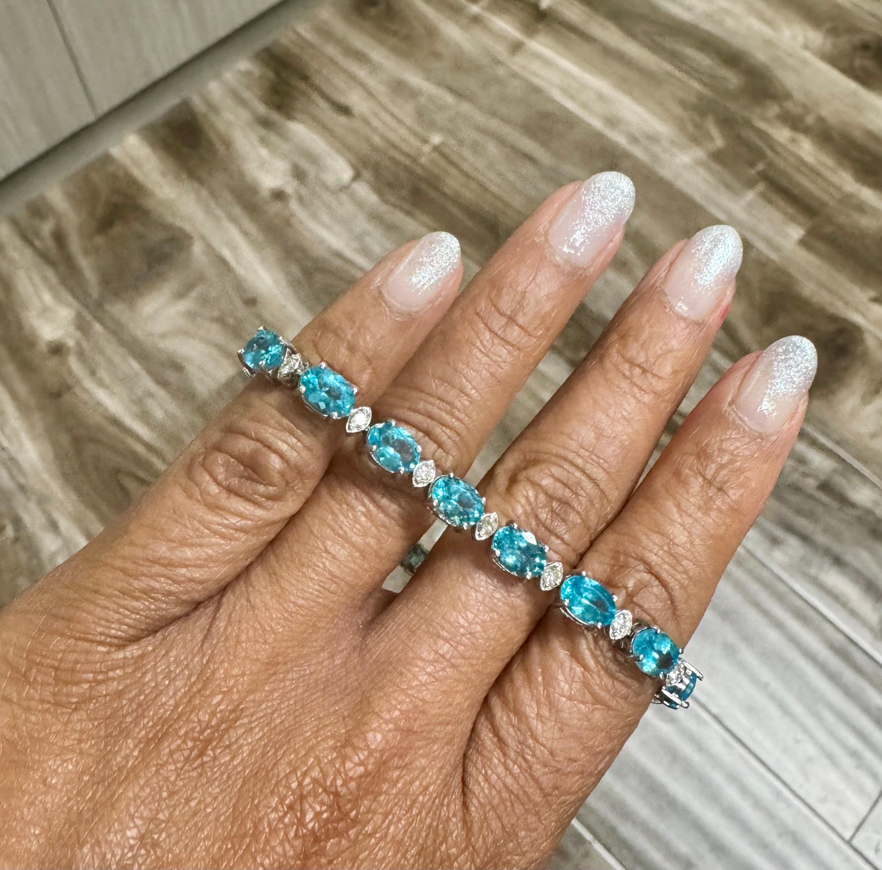 16.50 Carat Apatite Diamond 14 Karat White Gold Tennis Bracelet For Sale 5