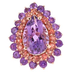 8.90 Carat Amethyst Sapphire Pear Cut Rose Gold Cocktail Ring
