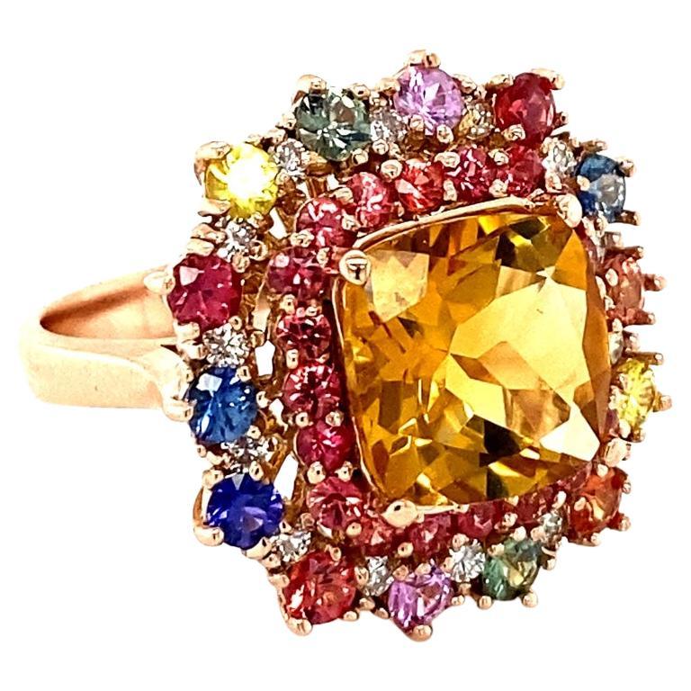 A Stunning and Unique piece to say the least!   This ring reminds me of a beautiful summer flower that will brighten up your day and your wardrobe!

This magnificent ring has a bold Cushion Cut Citrine Quartz that is blazing yellow! It weighs 3.81