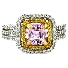 1.53 Carat Natural No Heat Pink Sapphire and Diamond Engagement Ring