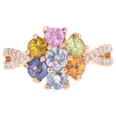 Anillo de Cóctel Zafiro Diamante Rosa Dios de 2,23 Quilates