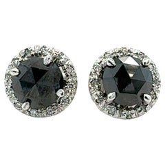 Orecchini con diamante nero da 2,09 carati in oro bianco 14 carati