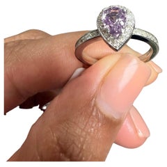 1.02 Carat Natural Pink Sapphire Diamond Engagement Ring in 14 Karat White Gold (Bague de fiançailles en or blanc 14 carats)