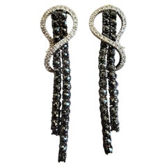 3.21 Carat Round Cut Diamond White Gold Dangle Earrings